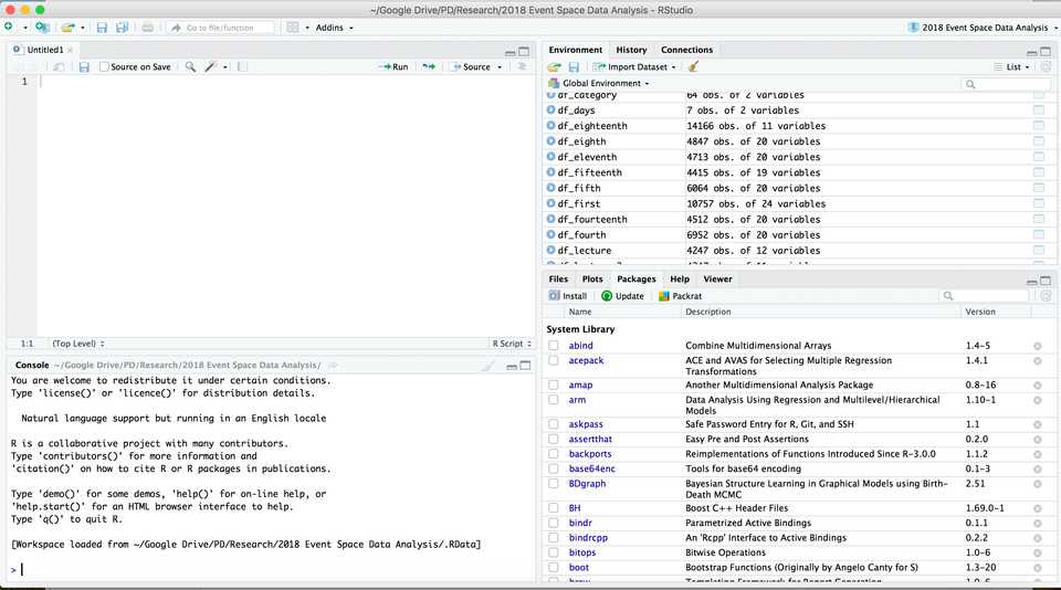 Screenshot of my RStudio project